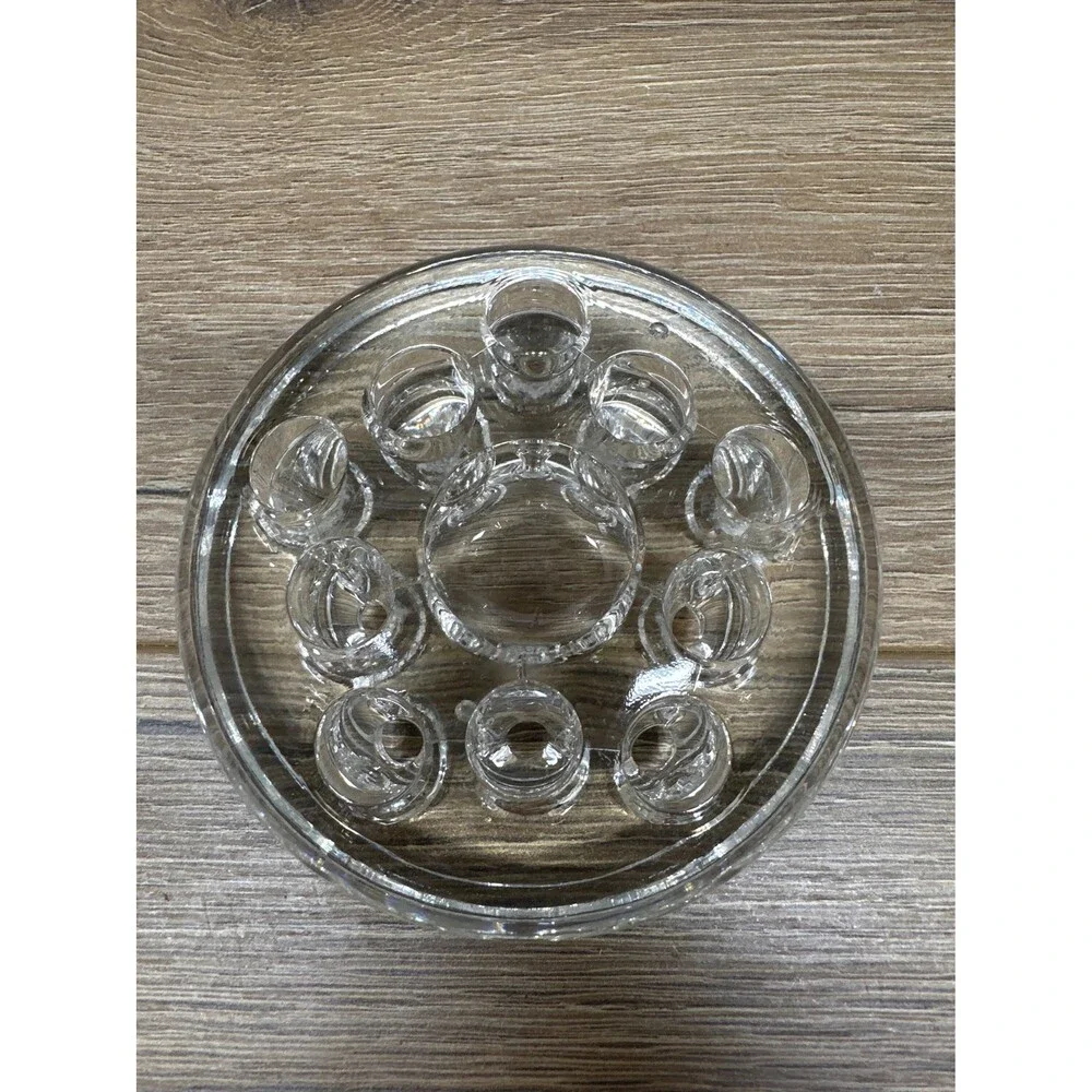 Vintage Glass Flower Frog 10 Hole 3 Inch Clear Vase Insert
